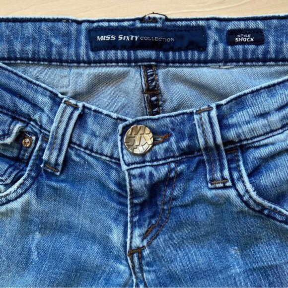 Miss Sixty jeans Style Shock ripped destroyed denim low rise slim straight 28 - Picture 3 of 12